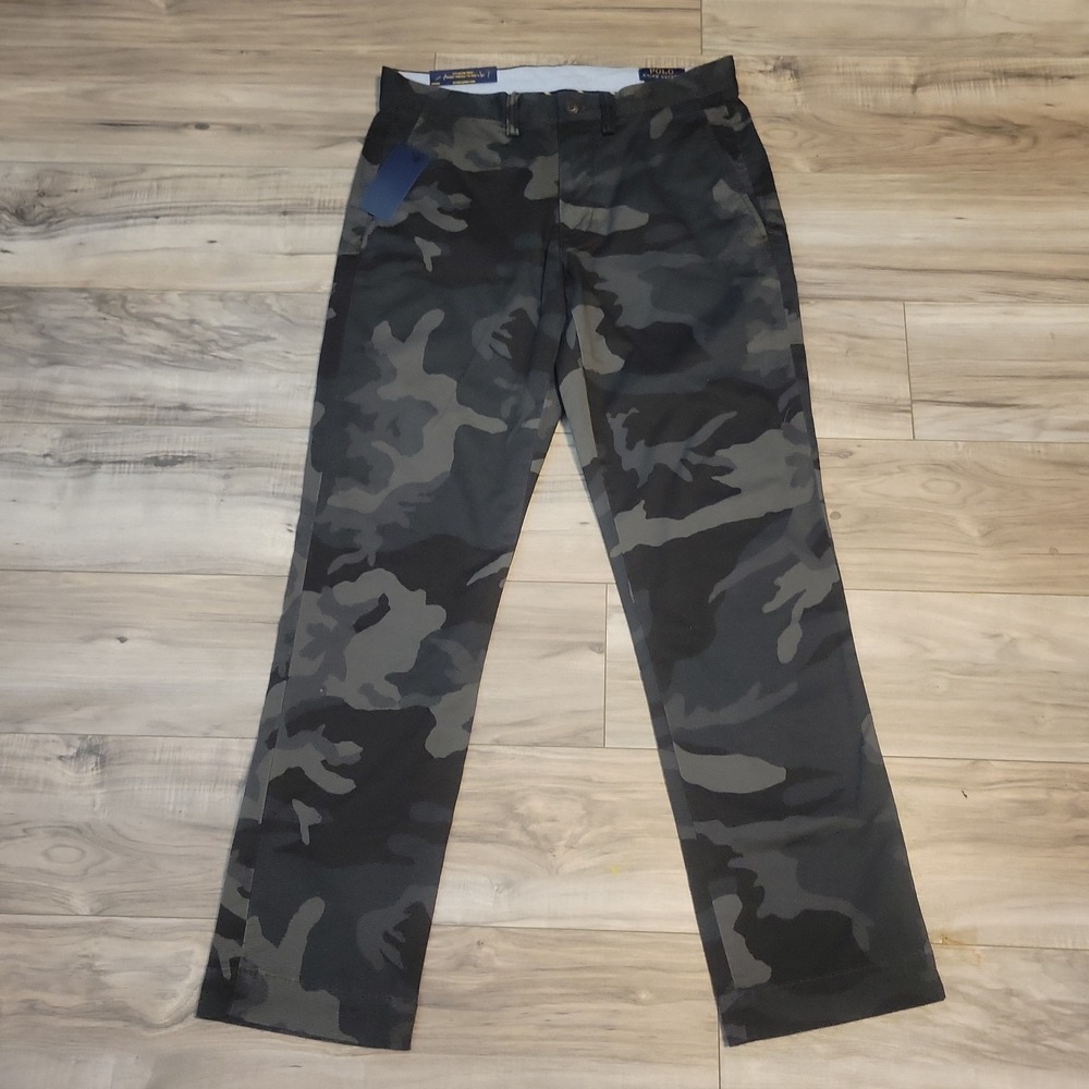 Polo Ralph Lauren Pants Mens 30x30 Black Grey Camo Stretch Cotton Twill Straight